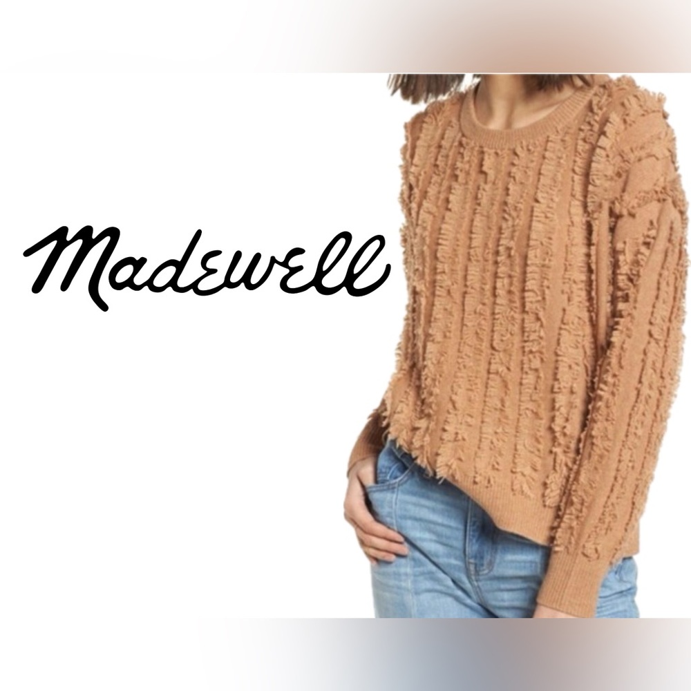 Madewell 100% Merino Wool Sweater Cozy Camel Tan Brown Winter Fall Size XS